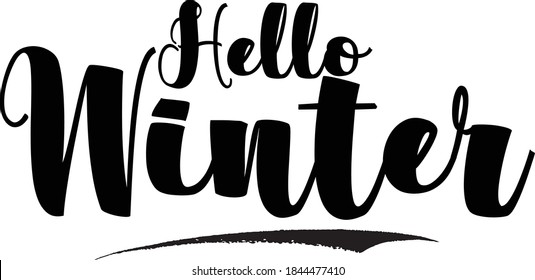 Hello Winter. Hand Written Bold Typography word modern Calligraphy Text