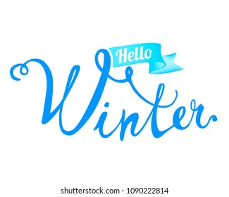 Hello Winter. Hand written doodle vector word on white background
