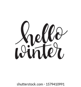 Hello winter. Handlettered card design.