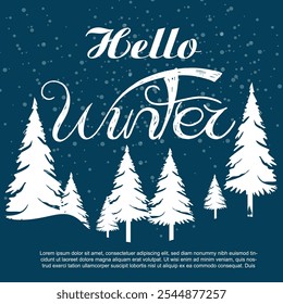 Hello Winter handwritten inscription t-shirts, prints and posters. Hand drawn winter inspiration Winter logos vector