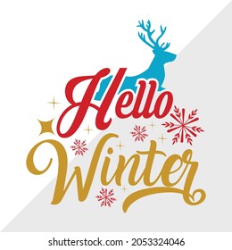 Hello Winter, Holiday Printable Vector Illustration
