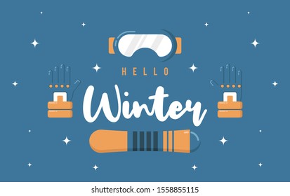 Hello winter illustration with flat icon vector