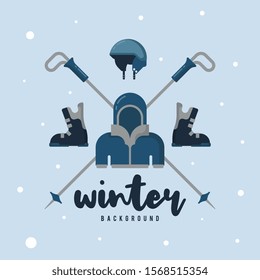Hello winter illustration with flat icon vector