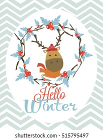 Hello winter invitation card