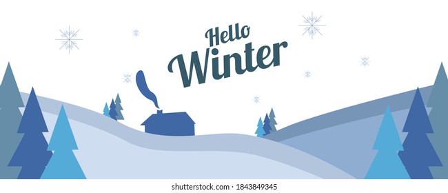 hello winter landscape design background