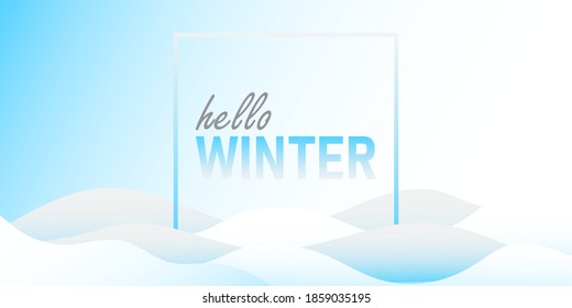 Hello winter landscape vector background, Winter season Vector illustrations isolated, Large text "hello WINTER".