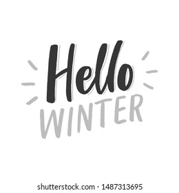 Hello winter lettering for sticker, overlay, print. Modern seasonal calligraphy welcome winter.