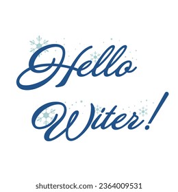 Hello winter, lettering. Hello Winter uppercase calligraphic inscription on a white background.