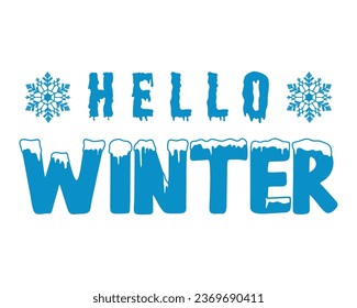 Hello winter lettering vector illustration.