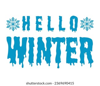 Hello winter lettering vector illustration.