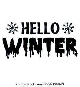 Hello winter lettering vector illustration.