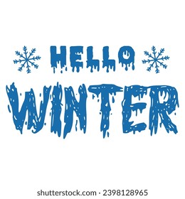 Hello winter lettering vector illustration.