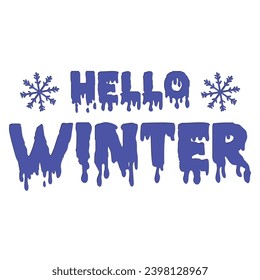 Hello winter lettering vector illustration.