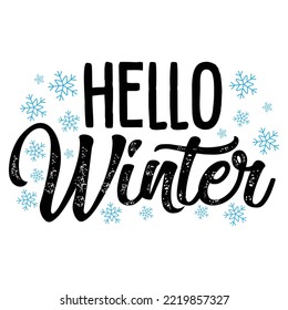 Hello winter Merry Christmas shirt print template, funny Xmas shirt design, Santa Claus funny quotes typography design