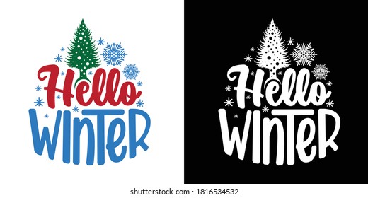 Hello Winter Printable Vector Illustration