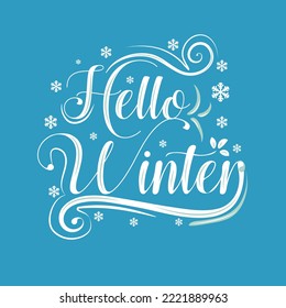 Hello winter season and freezing typography  t-shirt design.
