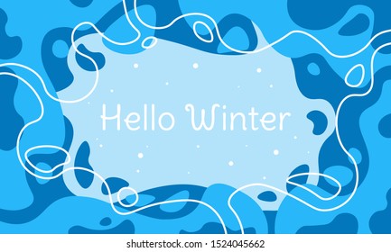 Hello winter. Winter season holidays themed banner for social media, blog or online shop. Christmas, Happy New Year. Trendy banner design.