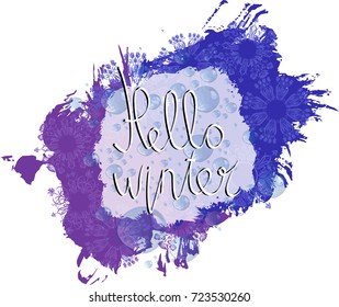 Hello winter. sign with ornament