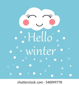 hello winter smile cloud snow on a blue background banner vector.