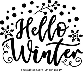 Hello Winter Snowfall Season Typography Design