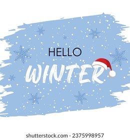 Hello Winter with snowflakes vector. Hello winter for social media post. welcome winter vector.