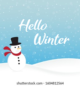 Hello Winter with Snowman and Snowflake