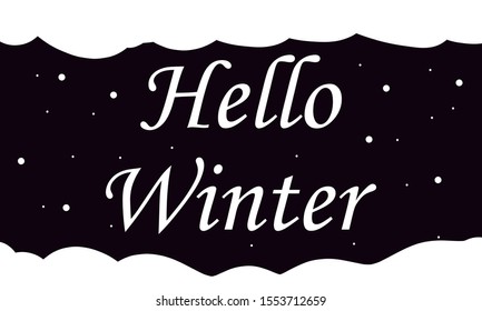 Hello winter snowy vector background 
