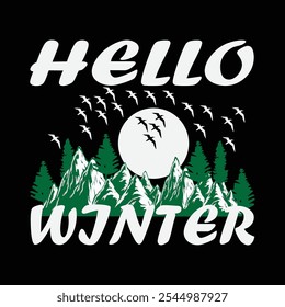 HELLO WINTER T shirt Design vector File.