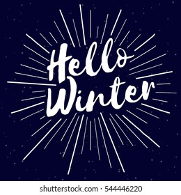 Hello winter text design. Vector logo, typography .For banner, greeting card, gift package etc.