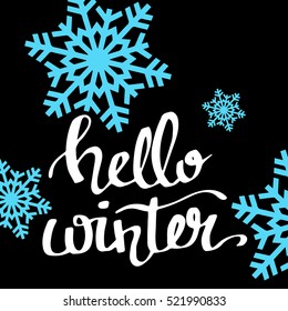 Hello winter text on red knit texture background. Winter season cards, december typography greetings for social media. Vector lettering