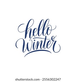 hello winter typography calligraphy font letterings typescript text flat design