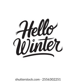 hello winter typography calligraphy font letterings typescript text flat design