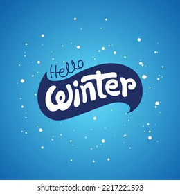 Hello Winter Typography Logo design for invitation, greeting card, t-shirt, prints and posters. Hand drawn winter inspiration phrase. Vector illustration