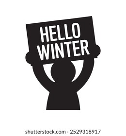 Hello winter typography silhouette t-shirt template.