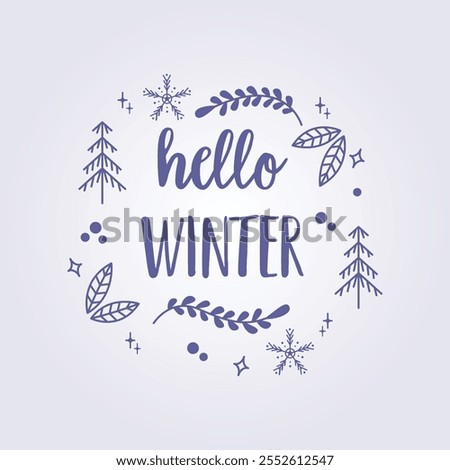 hello winter typography style illustration vector template background design, winter season text design for wallpaper