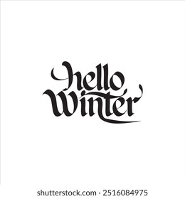 Hello Winter Typography text vector design.
