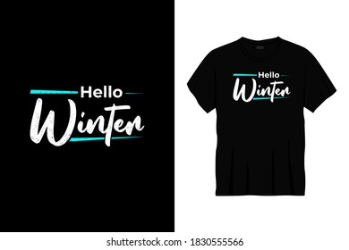 hello winter typography t-shirt design