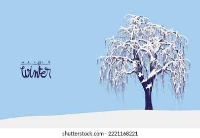 hello winter. vector drawing of the tree. detailed vector.