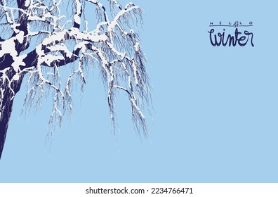 hello winter. vector drawing of the tree. detailed vector.