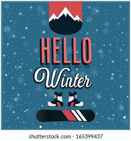 Hello winter. Vector illustration.