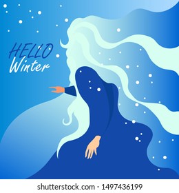 Hello winter. winter vector illustration. conceptual image of winter