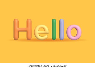 Hello word 3d design cartoon style vector illustration with colorful color for element