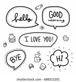 Hello word bubble vector set illustration