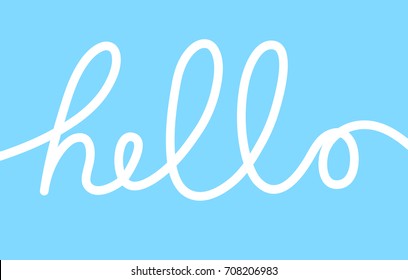 Hello word, calligraphy design, blue background, vector illustration