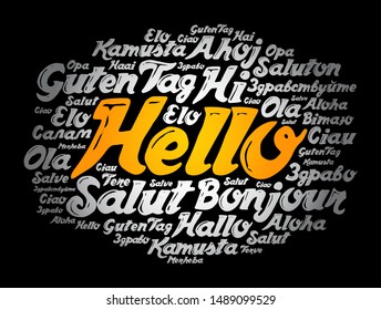 Hello word cloud in different languages of the world