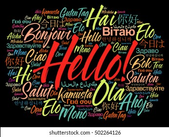 Hello Word Cloud Different Languages World Stock Vector (Royalty Free ...