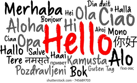 Hello word cloud in the different languages of the world 