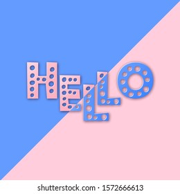 Hello word. Icon message Hello on blue and rose background
