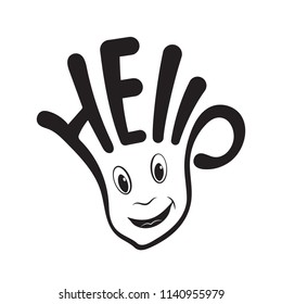 Hello word, represented by happy face illustration.