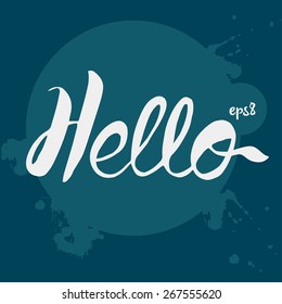 Hello word written in calligraphy style. Handwritten script. Vector illustration.